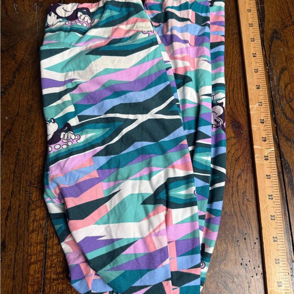 LuLaRoe Teal and Pink Minnie Mouse Patterned Leggings‎ OS